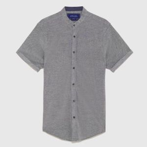 ZARA pique shirt with mandarin collar